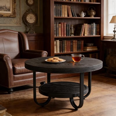 Salontafel - Rond - 2-Laags Koffietafel - Modern Ontwerp - Hout - Bruin