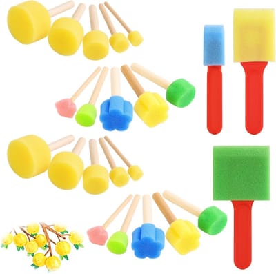 Creatieve Schilderset met 23 Stukken voor Kinderen, Schuim Sponzen in Paddestoelvorm, Wasbare Borstels voor DIY, Kunst en Ceramiek