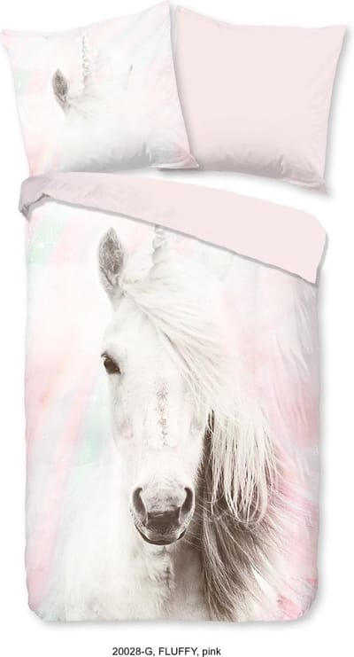 Katoenen Dekbedovertrek voor Kinderen - 140x220cm - Eenpersoons - Inclusief Kussensloop - 100% Zacht Katoen - Roze Unicorn