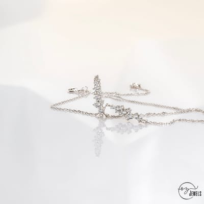 OZ Jewels Zilveren Ketting en Armband set Versierd met Zirkonium - Accessoires - Liefdessieraden - Love Ketting en Armband - Dames - Valentijnsdag - Cadeau - Moederdag - Sieraden Dames - In mooie geschenkverpakking