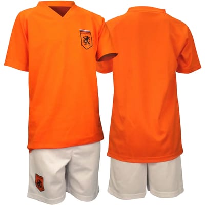Voetbalset Supporter - WK Nederlands Elftal voetbalbroek & shirt Junior - Oranje/Wit - 92