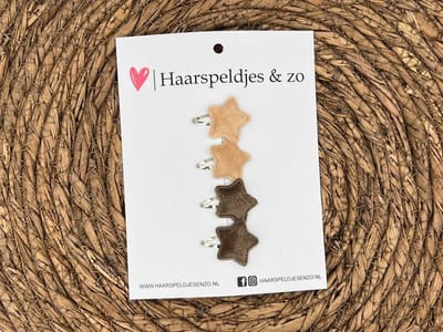 Baby haarspeldjes setje 30 - mini - 2cm groot - voor de eerste lokjes haar - sterretjes - bruin - beige - kerst