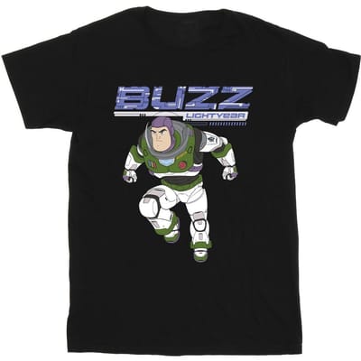 Disney Meisjes Lightyear Buzz Sprong naar Actie Katoenen T-Shirt (Zwart)