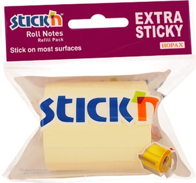 Stick'n Roll note - 50mmx10m - Navulling - Pastel Geel - Sticky notes