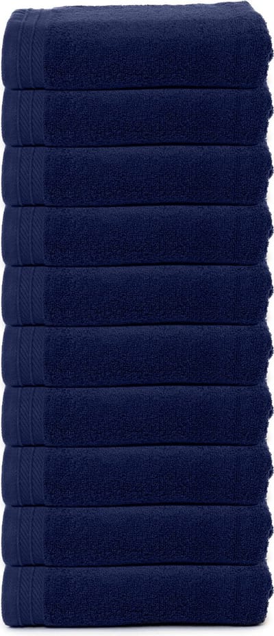 The One Towelling Organische Handdoeken Set - 10 Stuks - 50 x 100 cm - Hotelkwaliteit - Handdoekenset - Badhanddoek - 550gr/m2 - Katoen - Navy