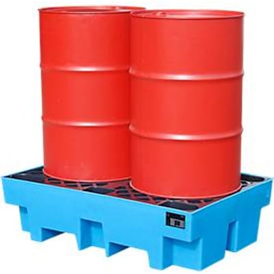 Opvangbak WP-PE 2/2 - PE - voor pallets - 230 liter - 2 vaten van 200 liter - L 1230 x B 830 x H 330 mm - blauw