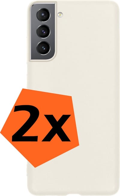 Hoes - 2 Stuks - Geschikt voor Samsung Galaxy S21 FE - Sterk & Shockproof - Case Siliconen - Back Cover - Telefoon Hoes - Wit