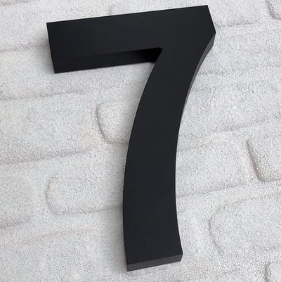 Promessa-Design - Huisnummer 7 Zwart Mat - Acrylaat 3D Groot - Hoogte 25 cm - Dikte 25 mm - onderhoudsvrij - Type 3D/Acrylaat/25/MatZwart/Arial.