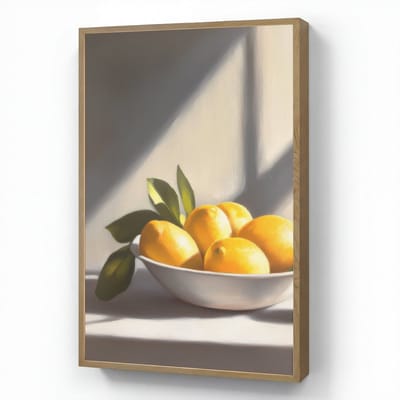 Wandlamp 70x100 cm - Oplaadbaar - Citroenen - Stilleven - Geel - Wandlampen binnen woonkamer - Slaapkamer lamp - Decoratieve nachtlamp - Vloerlamp draadloos