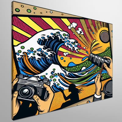 Pop art relief schilderij | Retro pop reliëf met artistieke flair en modern twist | Kunst - 40x40 centimeter op Canvas | Foto op Canvas
