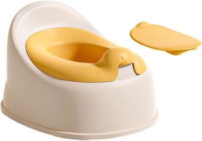 Zindelijkheidstrainer - Potje stoel - Kinderen trainen - Verhoogde spatbescherming - 28.5 x 22.5 cm - Geel