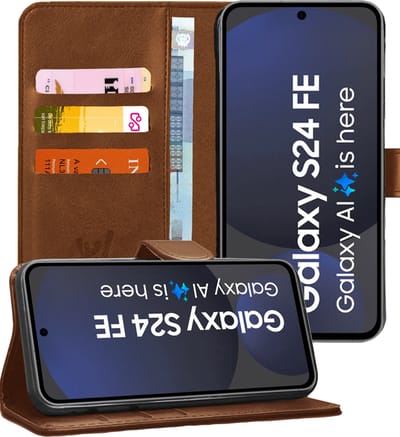 Hoesje geschikt voor Samsung Galaxy S24 FE - Portemonnee Book Case Bruin