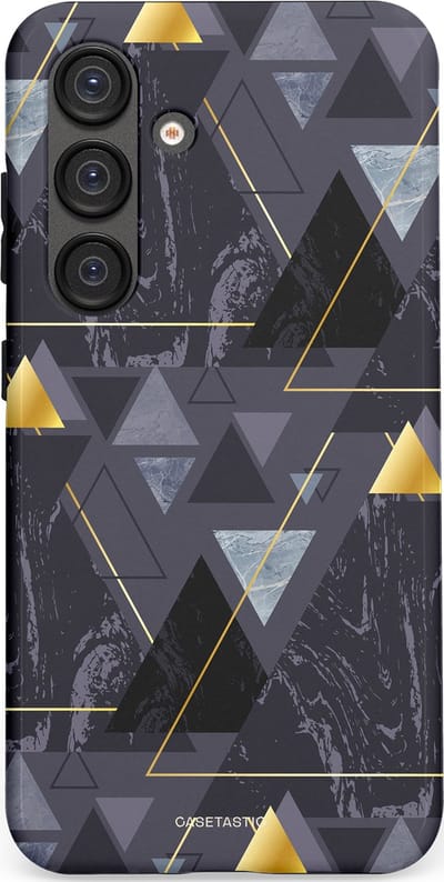 Casetastic hoesje geschikt voor Samsung Galaxy S25 - Dubbellaagse bescherming - Zwart Goudpatroon - Fashion Case - Donkergrijs Grijs
