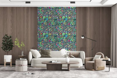 Behang - Fotobehang Fantasy - Design - Kleuren - Retro - Breedte 200 cm x hoogte 300 cm