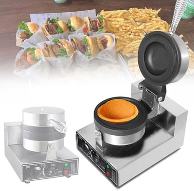 Wafelijzer Hamburger - Wafelpers - Lekkere Wafels Maken - Dubbelzijdig Verwarmen - 1200 W - Zilver