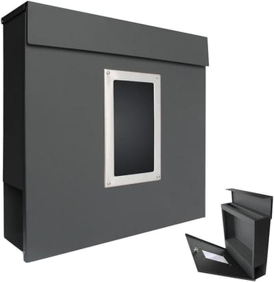 Moderne Brievenbus - Postdoos Krantenhouder - Veilig Post Ontvangen - Apart Krantenvak - 37 x 37 x 11 cm - Antraciet