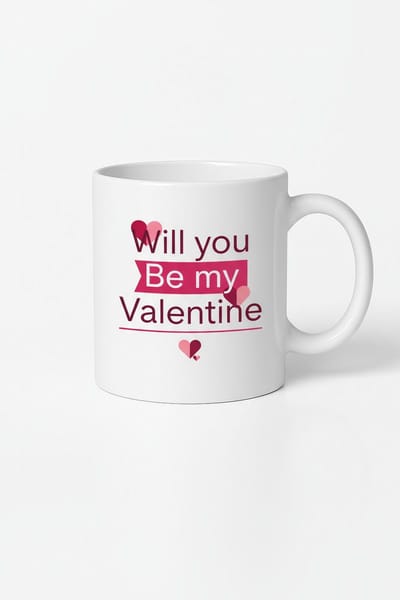 Valentijn Mok 'Will You Be My Valentine' met Harten - Romantisch Cadeau Keramische Beker
