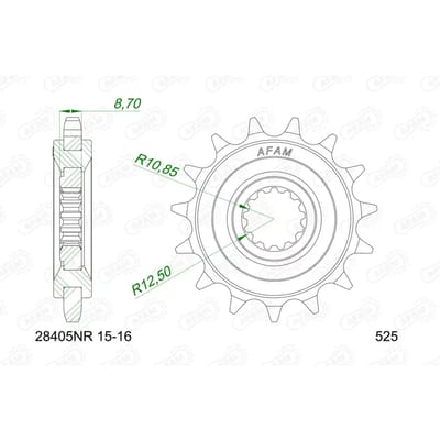 Pignon motorfiets staal geluidsdempend Afam Kawasaki Versys 1000 Abs Se (KLZ1000D) [1000]/Kawasaki Z 1000 Abs (ZR1000H) [1000]/Kawasaki Z 1000 Abs (ZR1000H) [1000]