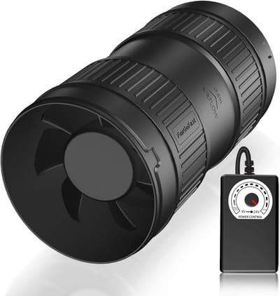 Buisventilator - Afvoerventilator - Luchtcirculatie Verbeteren - Regelbare Snelheid - 100 mm - Zwart