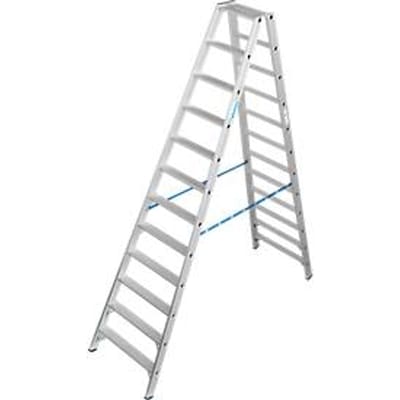 KRAUSE STABILO dubbele ladder R13 2x12 treden, gatenpatroon 80 mm zelfreinigend, aluminium verbindingsstukken met hoge sterkte, SafetyCap