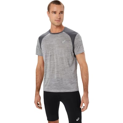 T-shirt Korte Mouw Asics T-shirt Road SS Top gris respirant