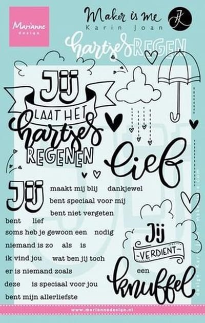 Marianne Design Stempel Hartjes regen (Nederlands) KJ1703 12.0x22.0 cm