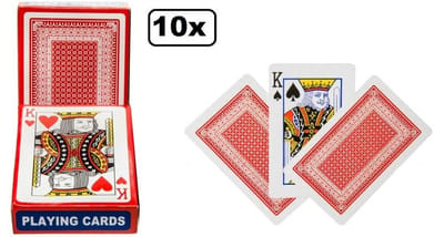 10x Speelkaarten set rood/blauw - klaverjassen bridge hartenjagen spel kaarten