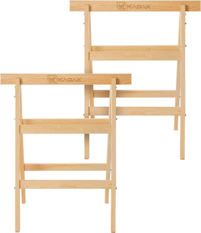 KADAX Inklapbare trapladder, stabiele trapladder, lichte vouwladder, houten ladder, kleine trapladder, staande ladder met stalen verbindingen, vouwladder (2 stuks)