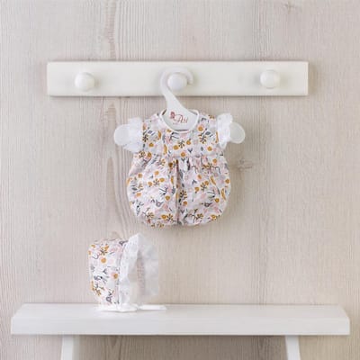 Asi poppenkleding - bloemenromper en mutsje voor poppen - multicolor.