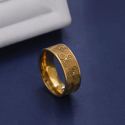 LIKGREAT Viking Triskele Triskelion Ring voor Mannen Roestvrij Staal Drievoudige Spiraal Amulet Vingerringen Vintage Ierse Sieraden Cadeau 9 black