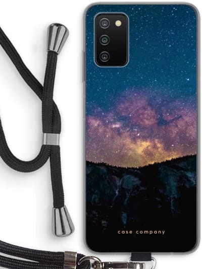 Case Company® - Hoesje met koord geschikt voor Samsung Galaxy A03S hoesje met Koord - Travel to space - Telefoonhoesje met Zwart Koord - Bescherming aan alle Kanten en Over de Schermrand