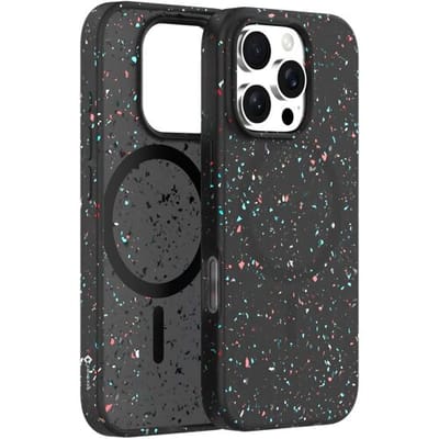Coverzs Recycled Magsafe hoesje geschikt voor iPhone 16 Pro - Magsafe telefoonhoesje - Glitter hoesje - Schokbestending