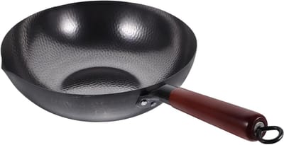 Wok Pan - Kookpan Wok - Koken en Bakken - Traditioneel Handgesmeed - 54.50X32.70X9.60CM - Zoals Getoond