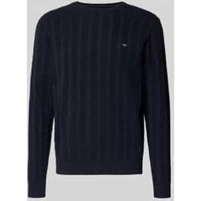 Gebreide pullover met kabelpatroon en labelstitching