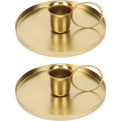 2 stuks IJzeren Kaarsenhouder Metaal Huis Goud Eenvoudig Retro Elegant Desktop Aromatherapie Kaarsenstandaard beige
