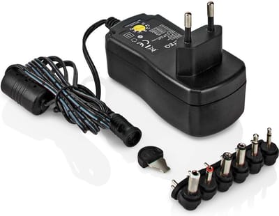 Universele AC-voedingsadapter - T/m 12 Volt - 93 x 46 x 73 mm - Zwart - Allteq