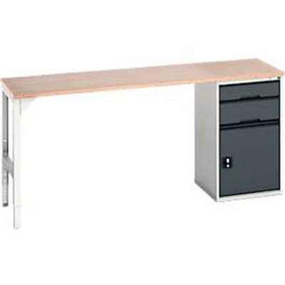 Bott verso werkbank onderbouw, multiplex legbord, 2 laden, 1 deur, 1 legbord, B 2000 x D 600 x H 930 mm, lichtgrijs / antracietgrijs