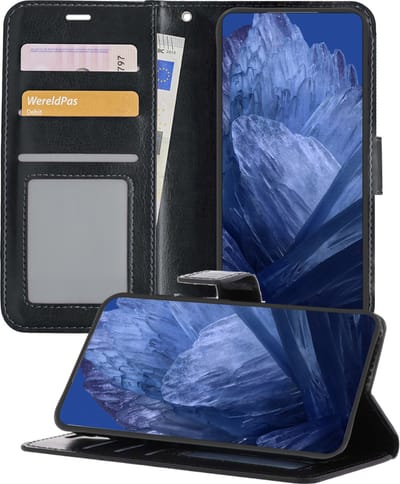 Hoesje - Geschikt voor Google Pixel 8a - Luxe Bookcase - Walletcase Hoes - Portemonnee - Cover - Telefoonhoes - Zwart