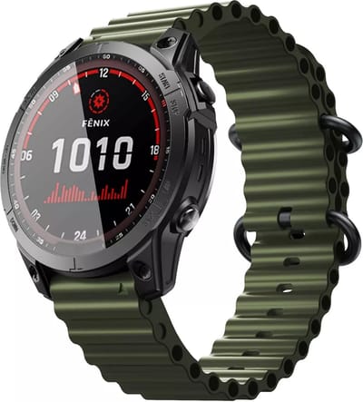 Strap-it Ocean siliconen bandje - geschikt voor Garmin Fenix 5 (Plus) / Fenix 6 (Pro) / Fenix 7 (Pro - Sapphire - Solar) / Fenix 8 - 47mm / Quatix 5 - 6 - 7 / Epix Gen 2 - 47mm / Forerunner 745 / 935 / 945 / 955 / 965 (legergroen)