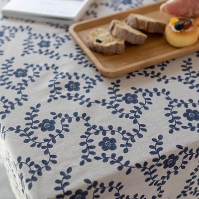 Nordisch Blauw Wijnstok Bloemen Tafelkleed Rond Rechthoekig Deksel Handdoek Retro Pastorale Tafeldoek Foto Achtergrond Muur 70 X 100CM brown