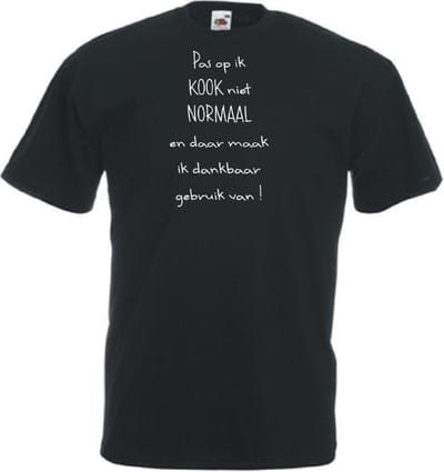Mijncadeautje Unisex T-shirt zwart (maat XL) Pas op ik kook niet normaal