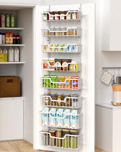 Dailygoods- Voorraadkast Organizer 8-laags - Verstelbare Manden - Metalen Kruidenrek - Boven Deur Organizer - Keuken Organizer - Maximaliseer Verticale Ruimte - Deurenrek