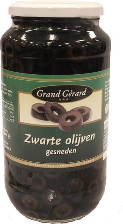 Grand Gérard zwarte Olijven gesneden 510 gr Glas