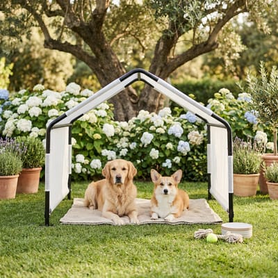 Honden tent Valevali 122x122x90 cm zwart en wit [en.casa]