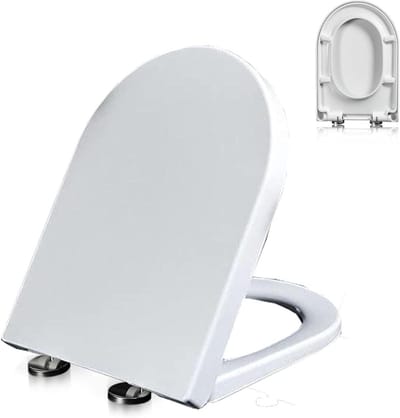 WC-bril D-vorm - Toiletbril softclose - Badkamer Hygiëne - 360° Verstelbaar Scharnier - 42x33 cm - Zwart