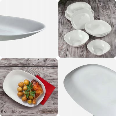 KADAX Serveerbord, rechthoekig, 23 x 16,5 cm, porseleinen serveerbord, wit porseleinen serveerbord, magnetron-geschikt dienblad voor voorgerecht (wit)