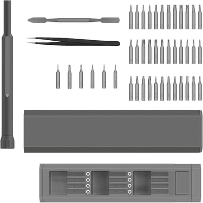 Precisie Schroevendraaier Set - Reparatieset Kleine Apparaten - Kleine Reparaties Uitvoeren - 44 Delige Magnetische Bits - Compacte Koffer - Grijs