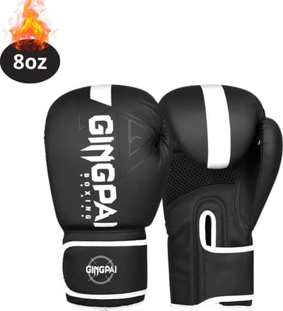 Nivard Bokshandschoenen - Kickboks Handschoenen - Boxing Gloves Set - Vecht Handschoenen - Heren - Dames - Zwart-Wit - 8 oz
