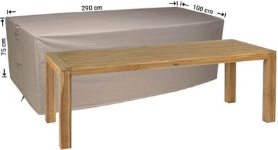 Raffles Covers Beschermhoes tuintafel - 290 x 100 H: 75 cm - RT290 - Waterdicht - Ademend - UV-bestendig - Elastisch rijgkoord - Beschermhoes tuinmeubelen