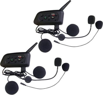 Motorhelm Communicator - Intercom Set - Motorrijders Communicatie - 6-Persoons Koppeling - 1200m Bereik - Zwart